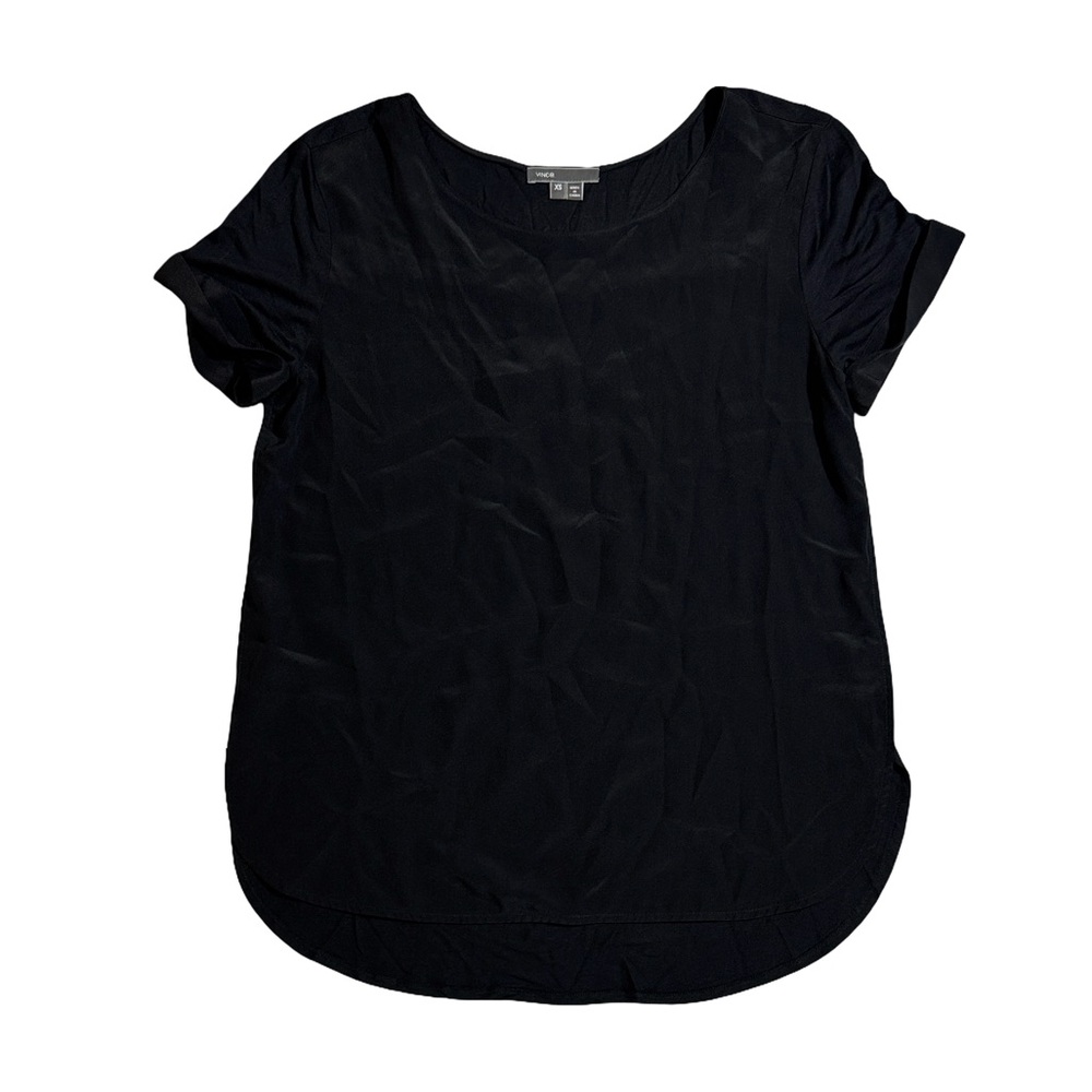Vince womens XS black solid viscose round neck lightweight short sleeve T-shirt